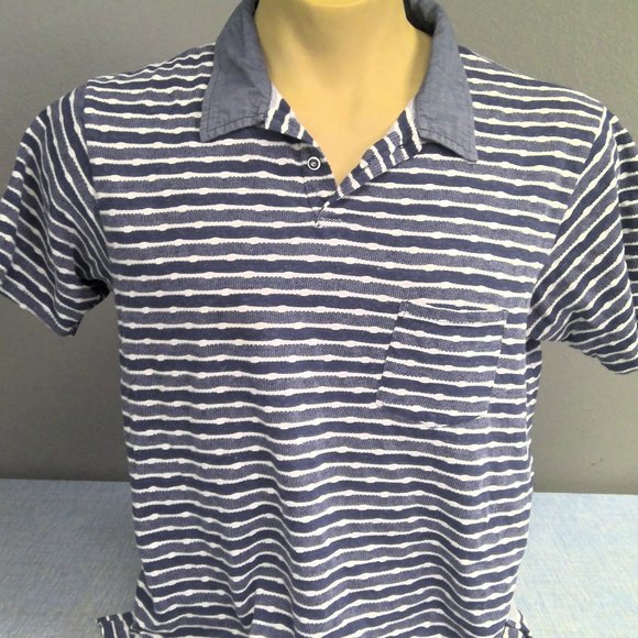 SOL ANGELES Polo Shirt Golf Casual Blue Striped Men's XL - Picture 1 of 8